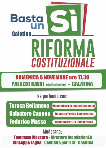 &quot;Basta un Si Galatina&quot;, un incontro con i parlamentari salentini del PD