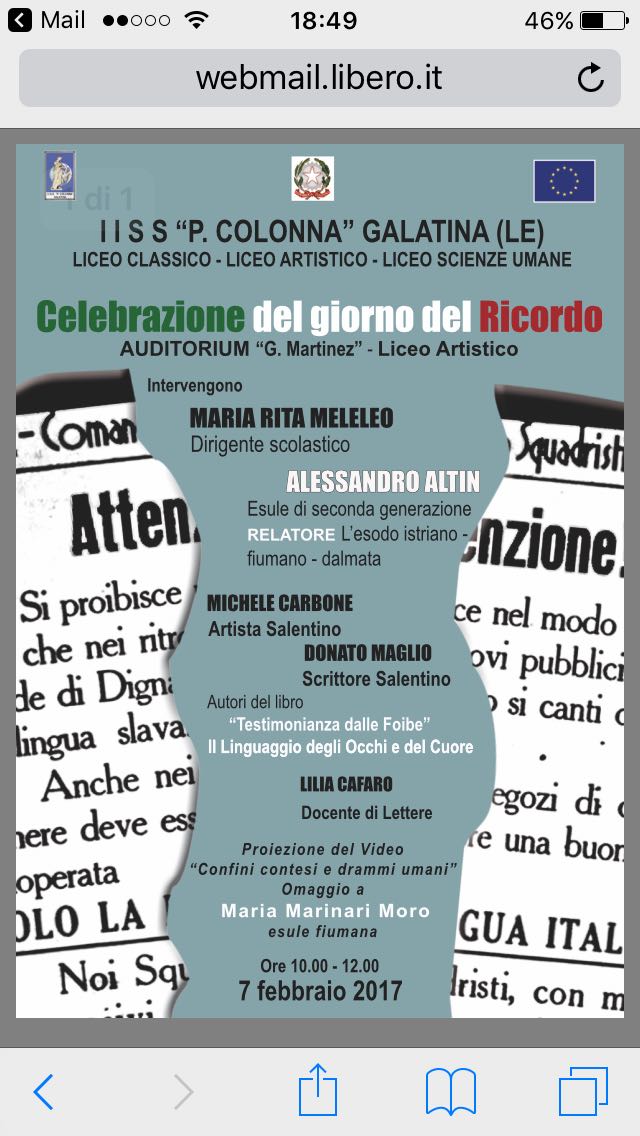 Il Giorno del Ricordo al Liceo Colonna di Galatina Il Giorno del Ricordo al Liceo Colonna di Galatina