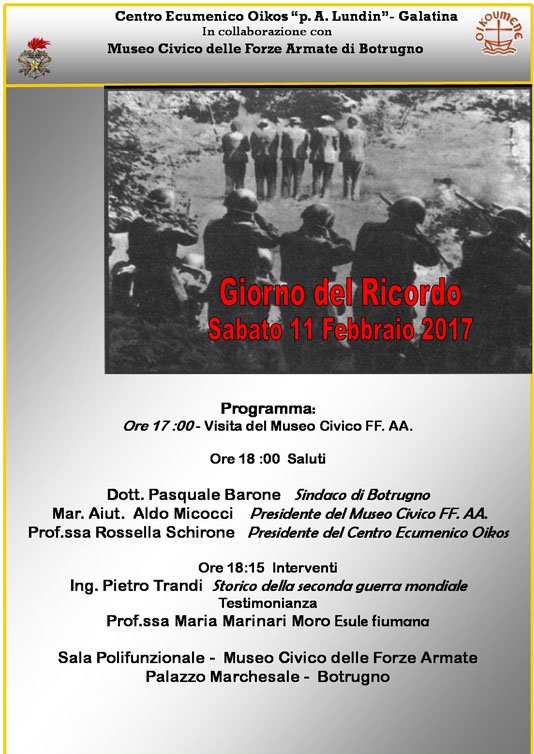 A Botrugno il ricordo delle Foibe con Maria Marinari Moro A Botrugno il ricordo delle Foibe con Maria Marinari Moro