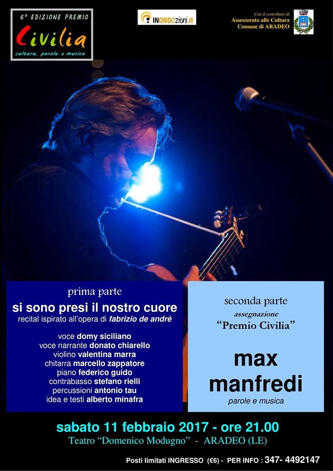 Il Premio Civilia a Max Manfredi