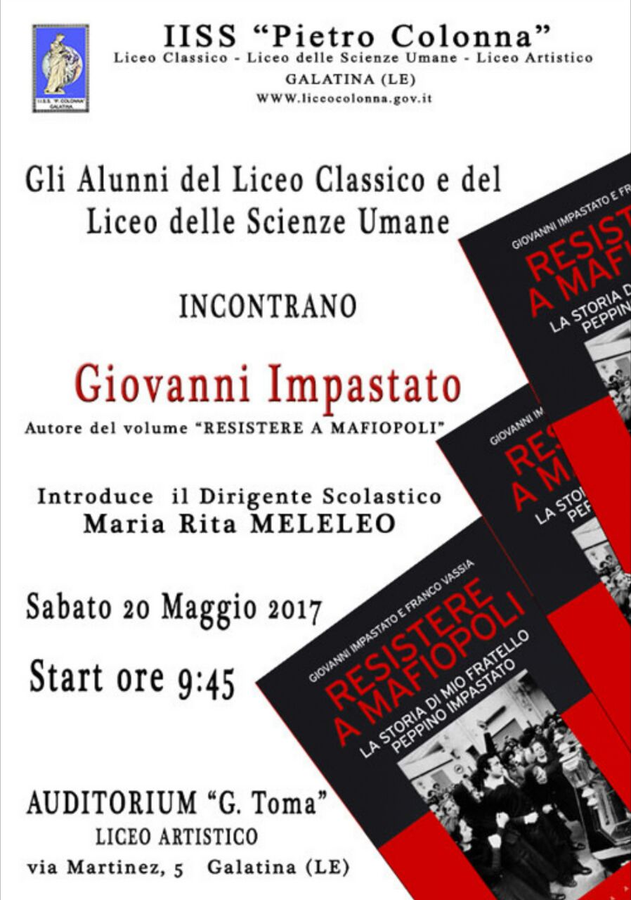 Giovanni Impastato incontra gli studenti del Colonna Giovanni Impastato incontra gli studenti del Colonna