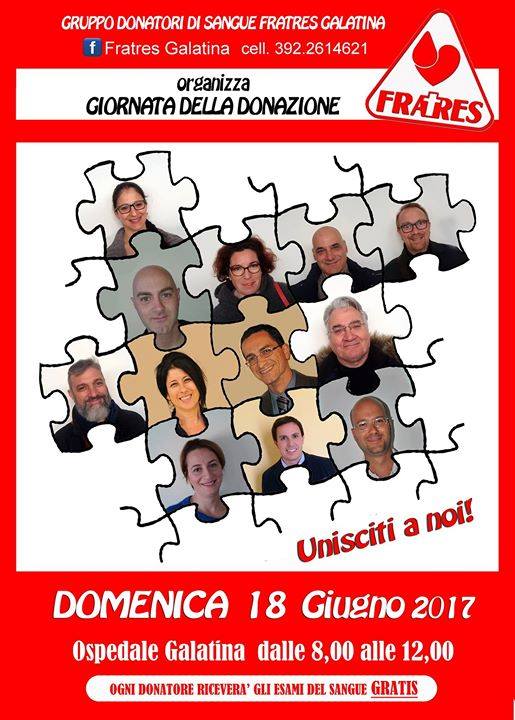 "Domenica vieni con noi a donare il sangue!"