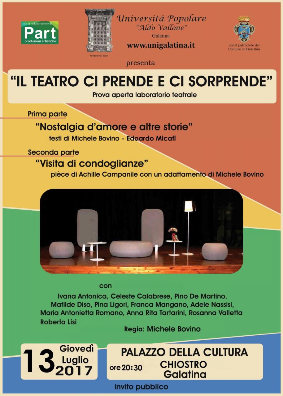 Torna "Il teatro ti prende e ti sorprende" Torna "Il teatro ti prende e ti sorprende"