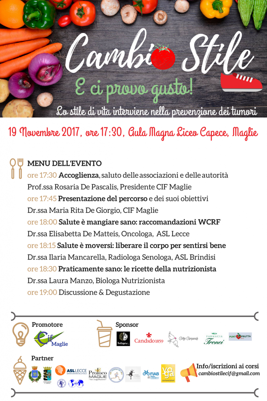 “Cambio Stile (e ci provo Gusto) - Lo stile di vita interviene nella prevenzione dei tumori”