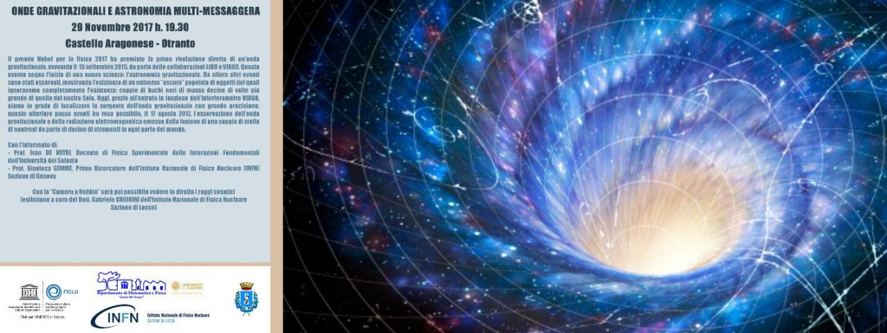 &quot;Onde gravitazionali e astronomia multi-messaggera&quot;, ad Otranto