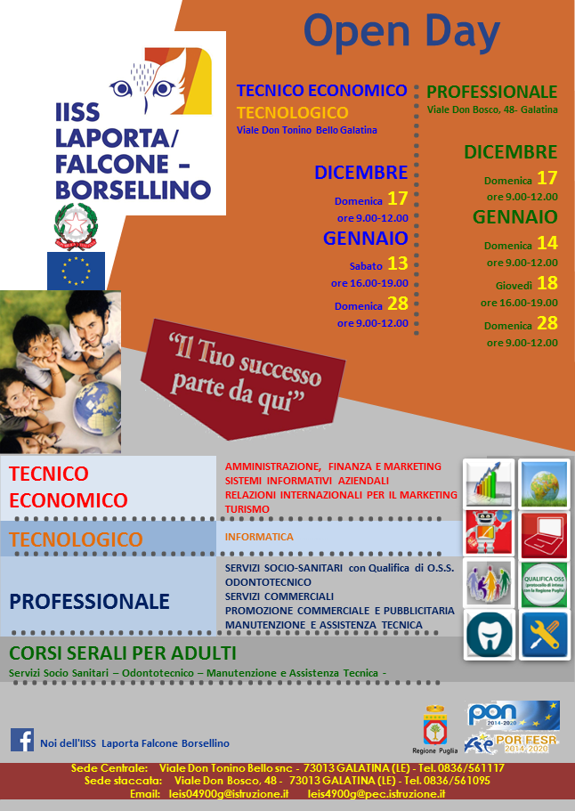 Gli open days del Laporta/Falcone e Borsellino