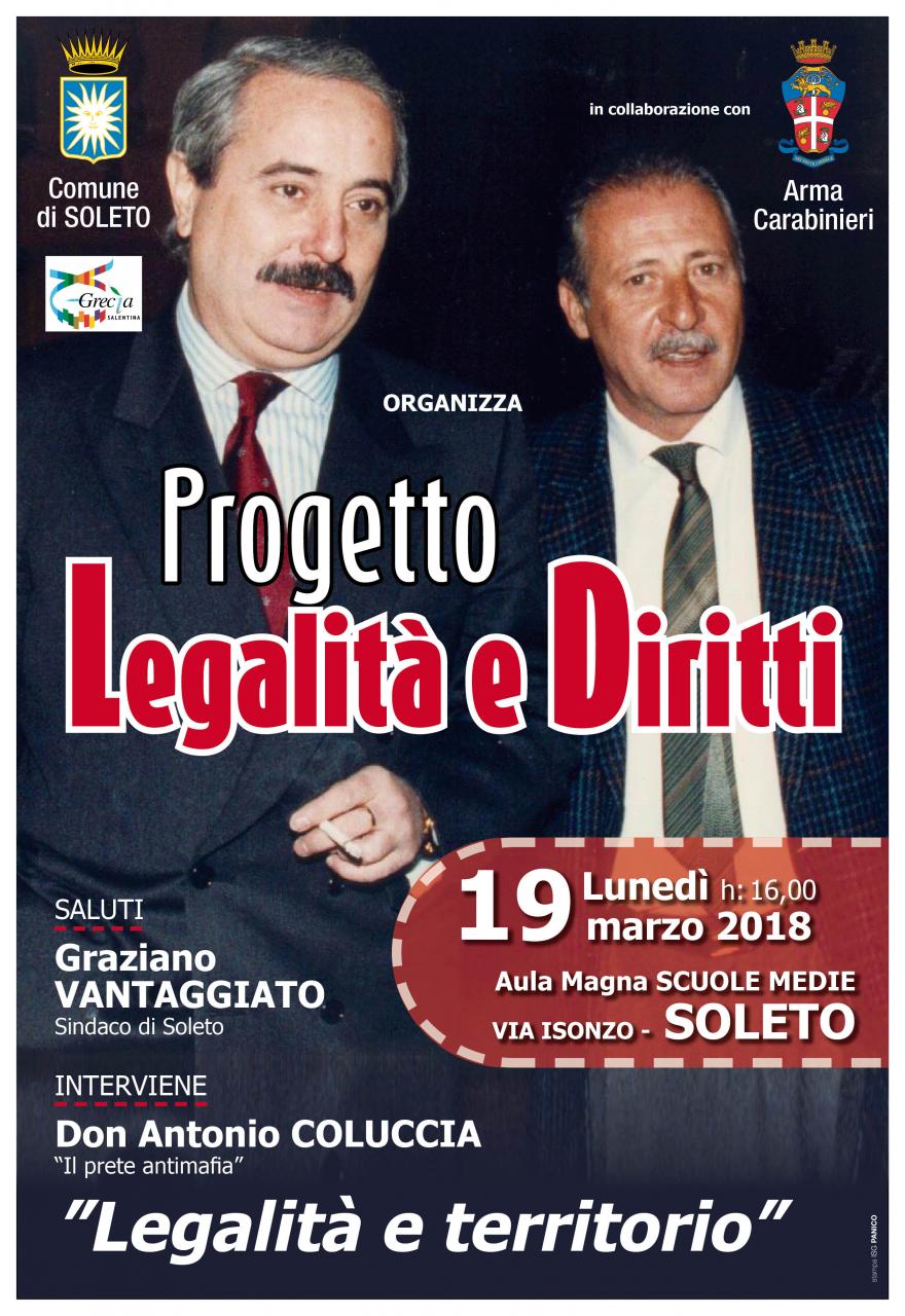 Don Antonio Coluccia a Soleto per testimoniare la legalità Don Antonio Coluccia a Soleto per testimoniare la legalità