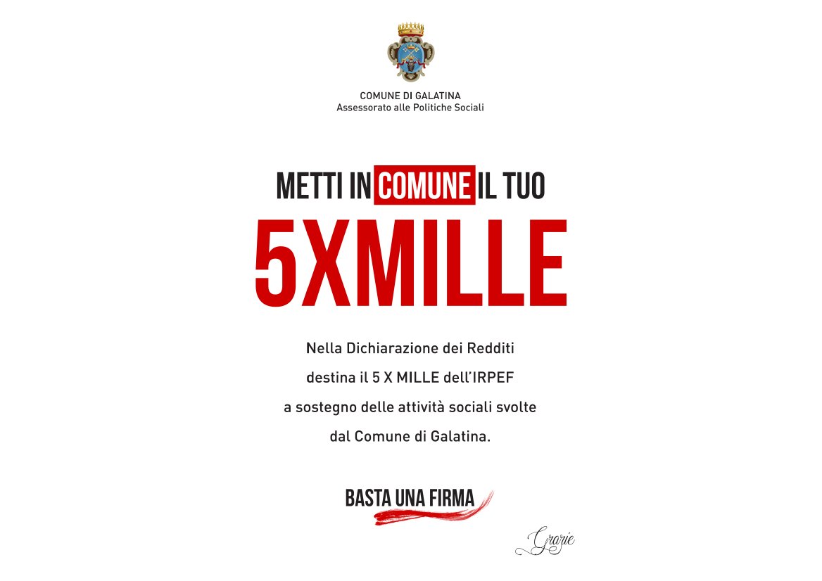 Il 5 per mille al Comune di Galatina