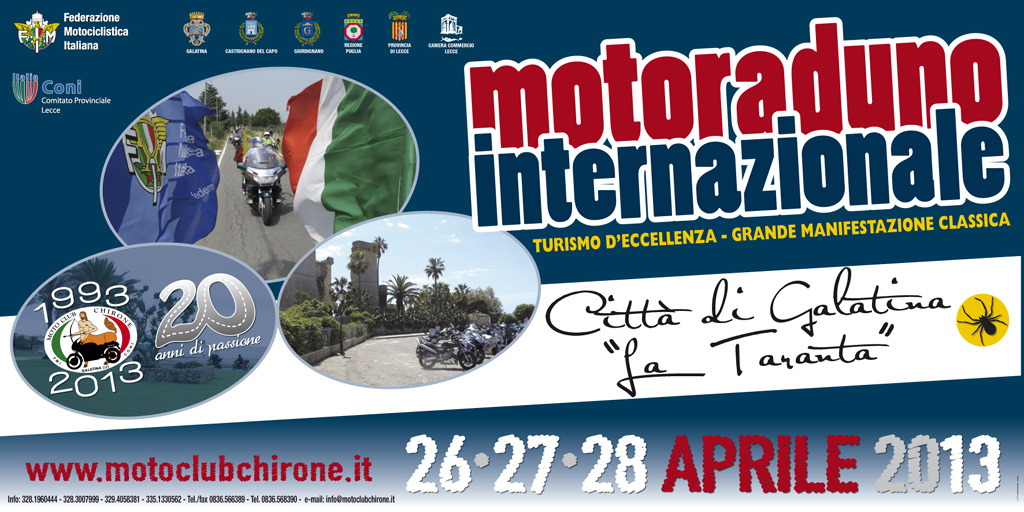 Al via il 17° motoraduno 'La Taranta'. Si festeggiano i 20 anni del Motoclub Chirone Al via il 17° motoraduno 'La Taranta'. Si festeggiano i 20 anni del Motoclub Chirone