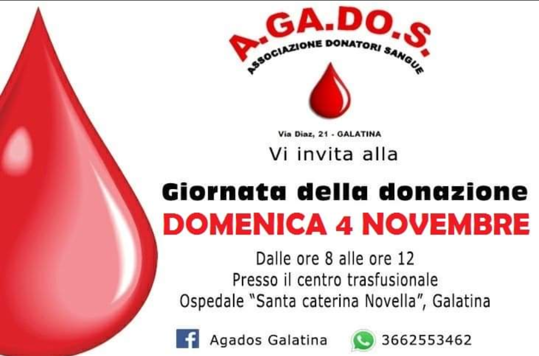 Domenica si dona il sangue presso l'Ospedale di Galatina