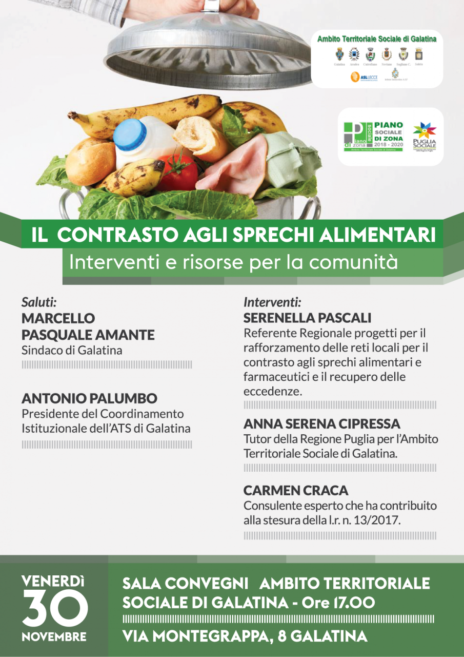 Presentazione del bando regionale per il finanziamento dei progetti in ambito sociale, per il recupero e riutilizzo di eccedenze alimentari in Puglia Presentazione del bando regionale per il finanziamento dei progetti in ambito sociale, per il recupero e riutilizzo di eccedenze alimentari in Puglia