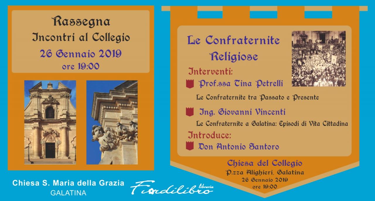 “Confraternite religiose”, se ne parlerà al 'Collegio'