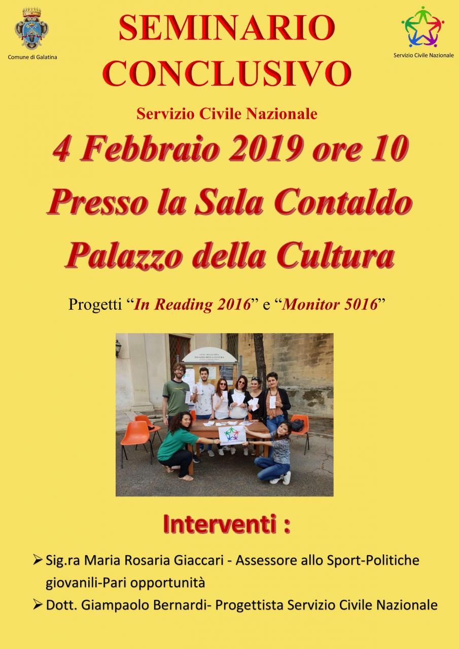 "In reading 2016" e "Monitor 5016": i volontari del Servizio Civile illustrano i risultati