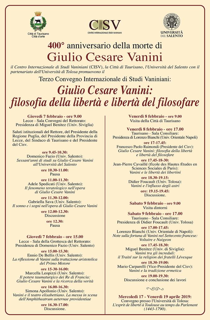 Unisalento celebra Giulio Cesare Vanini a 400 anni dalla morte