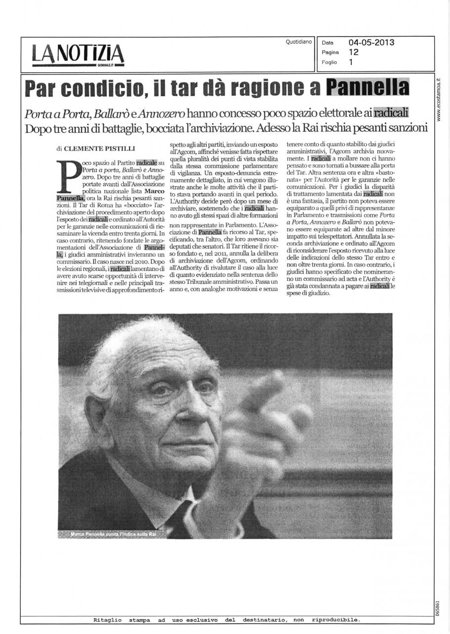 &quot;Fate parlare i radicali!&quot;, la sentenza del Tar del Lazio che tutti ignorano
