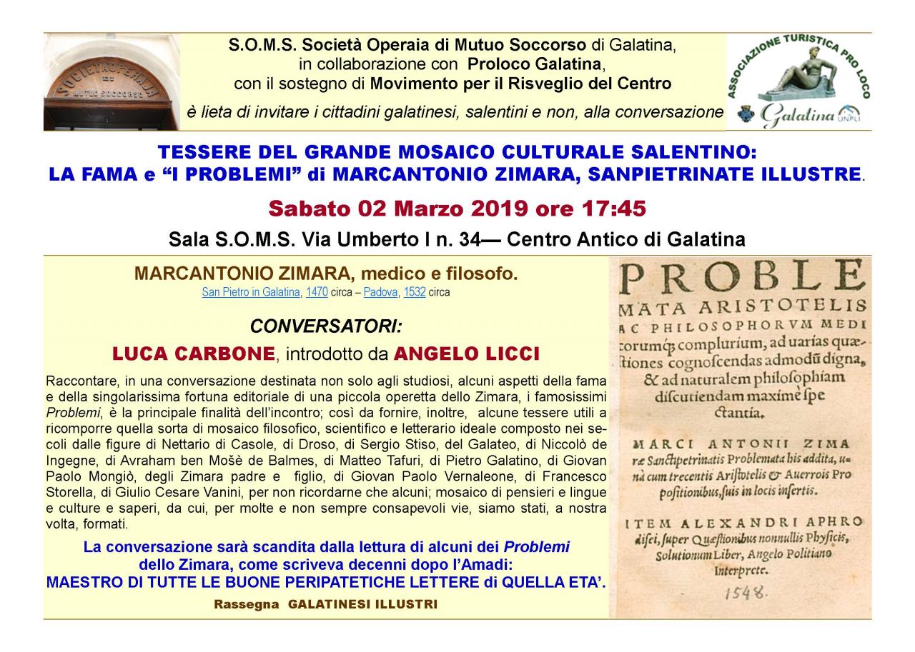 “Per tutte le scuole di Europa giornalmente risuona il nome di Marcantonio Zimara, e adorna tutte le Biblioteche” “Per tutte le scuole di Europa giornalmente risuona il nome di Marcantonio Zimara, e adorna tutte le Biblioteche”