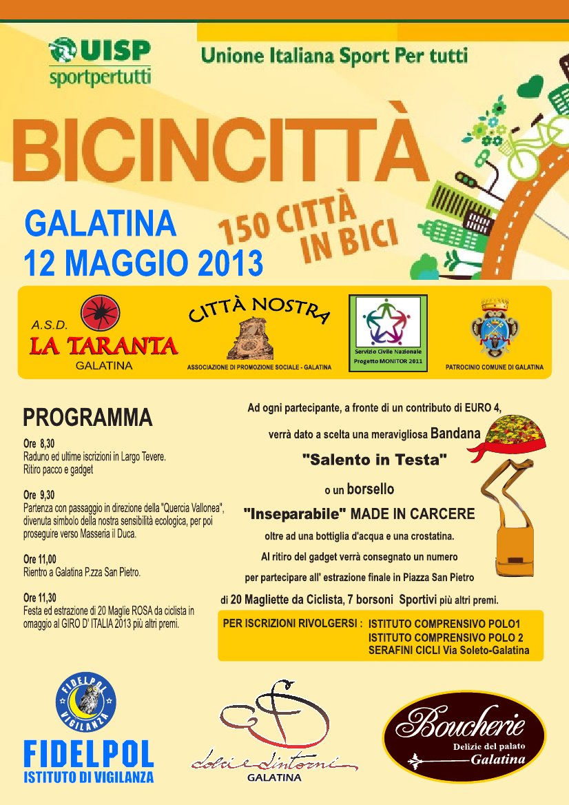 'Bicincittà', il 12 a Galatina 