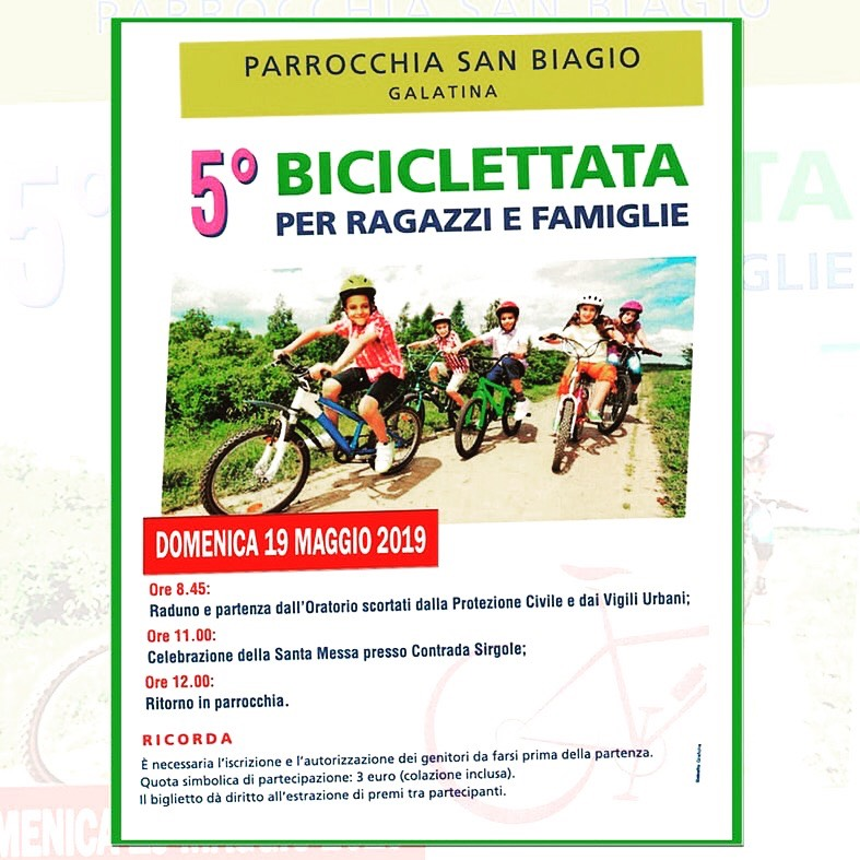 Tutto pronto per la Quinta Biciclettata organizzata dalla Parrocchia San Biagio di Galatina Tutto pronto per la Quinta Biciclettata organizzata dalla Parrocchia San Biagio di Galatina