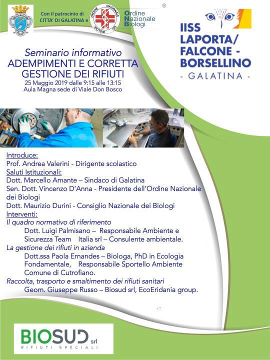 “Adempimenti e corretta gestione dei rifiuti”, se ne parla al Laporta/Falcone e Borsellino “Adempimenti e corretta gestione dei rifiuti”, se ne parla al Laporta/Falcone e Borsellino