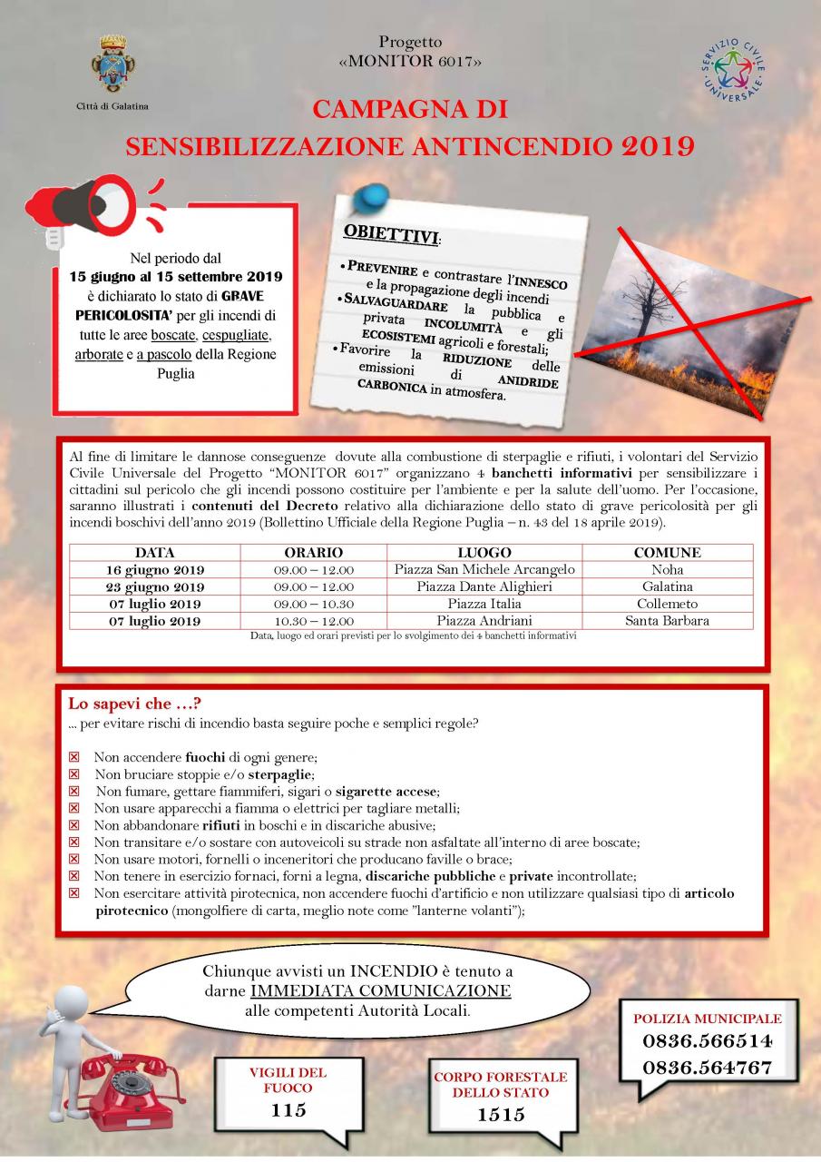 Progetto “Monitor 6017”, al via la campagna antincendi Progetto “Monitor 6017”, al via la campagna antincendi