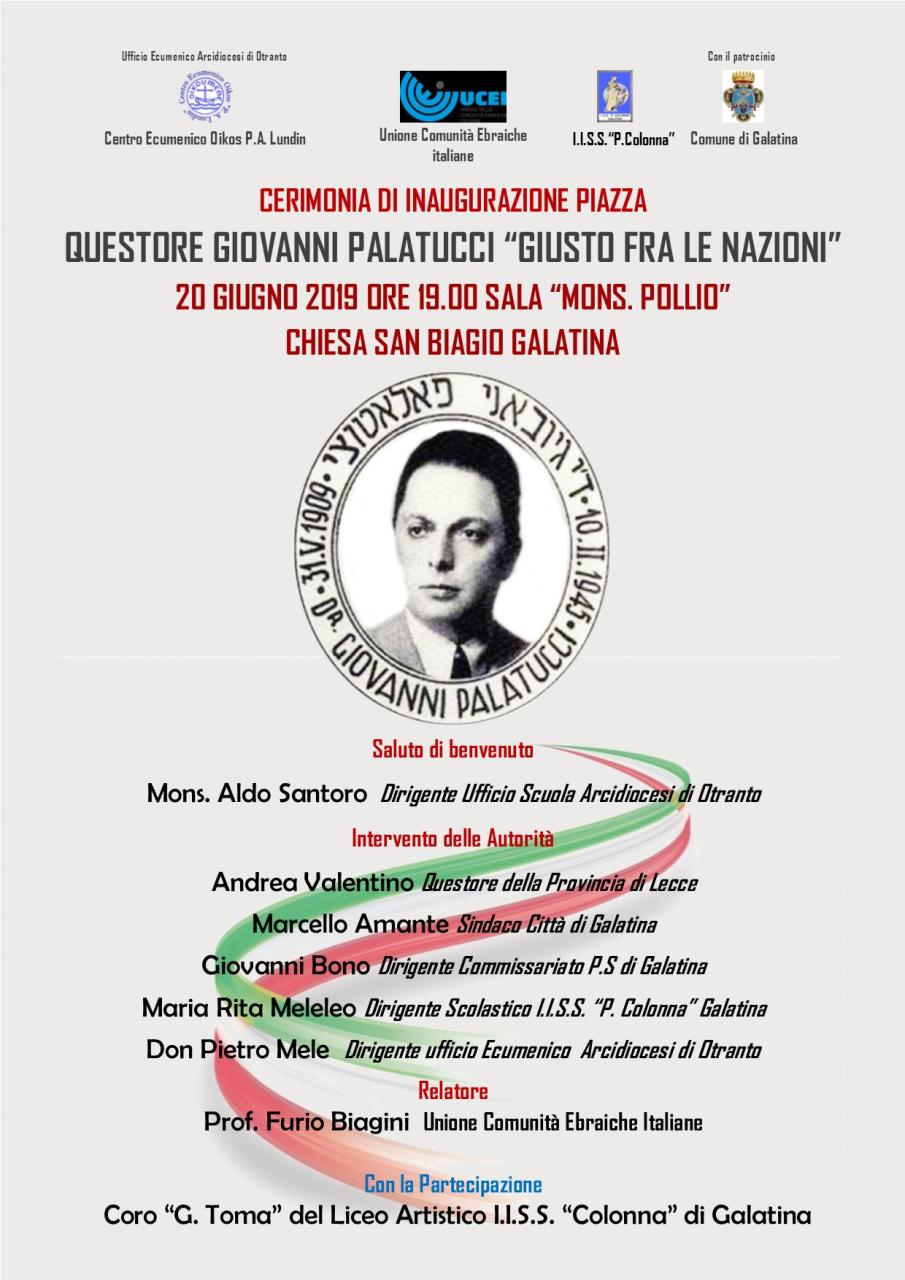Sarà intitolata a Giovanni Palatucci la piazzetta davanti a 'San Biagio' Sarà intitolata a Giovanni Palatucci la piazzetta davanti a 'San Biagio'