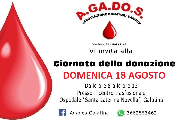 Domenica si dona il sangue con A.Ga.Do.S Domenica si dona il sangue con A.Ga.Do.S