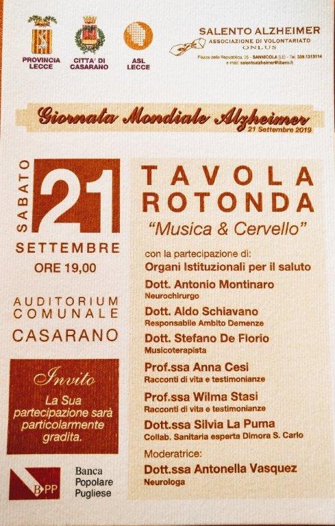 A Casarano la Giornata Mondiale dell’Alzheimer A Casarano la Giornata Mondiale dell’Alzheimer