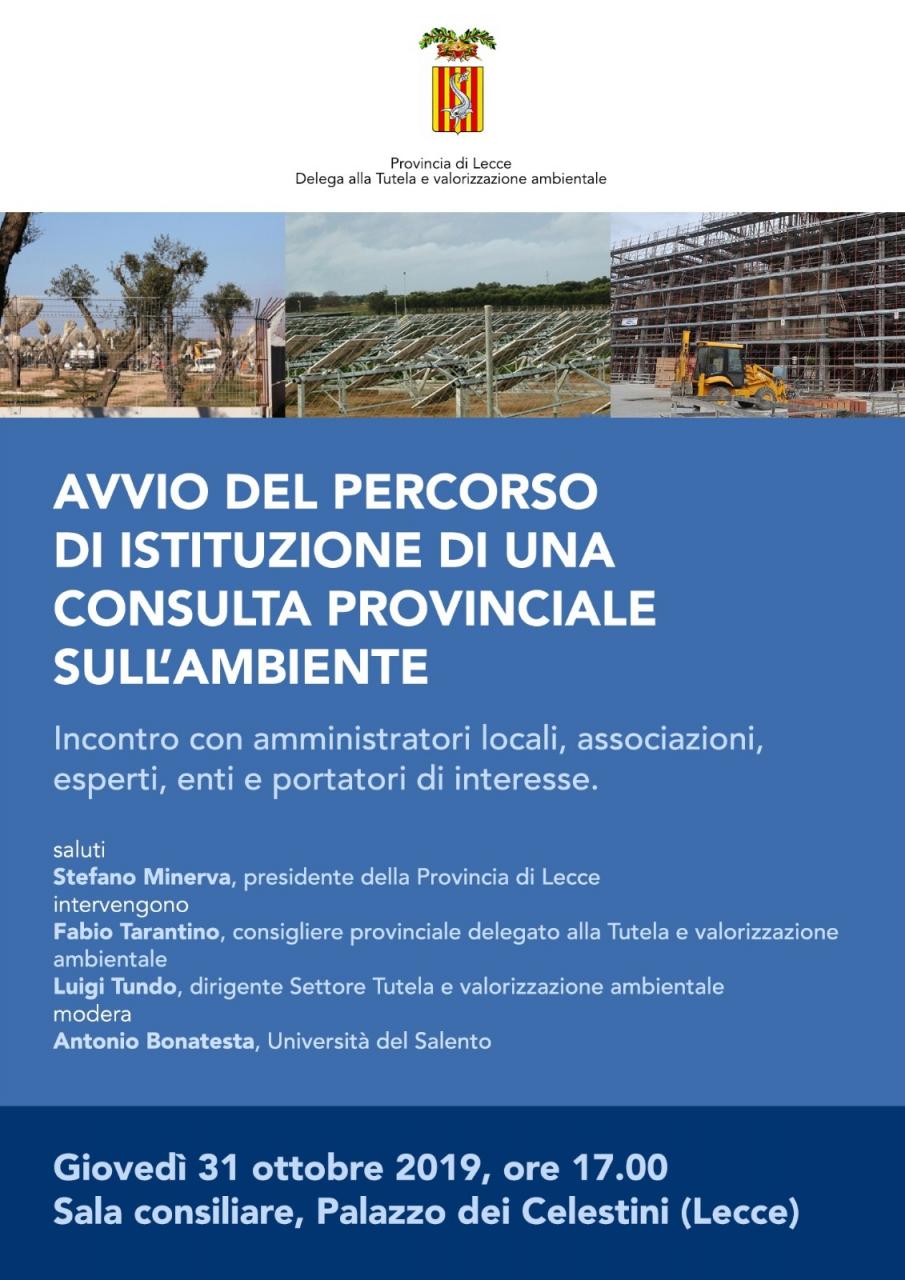 Verso la Consulta provinciale sull’ambiente Verso la Consulta provinciale sull’ambiente