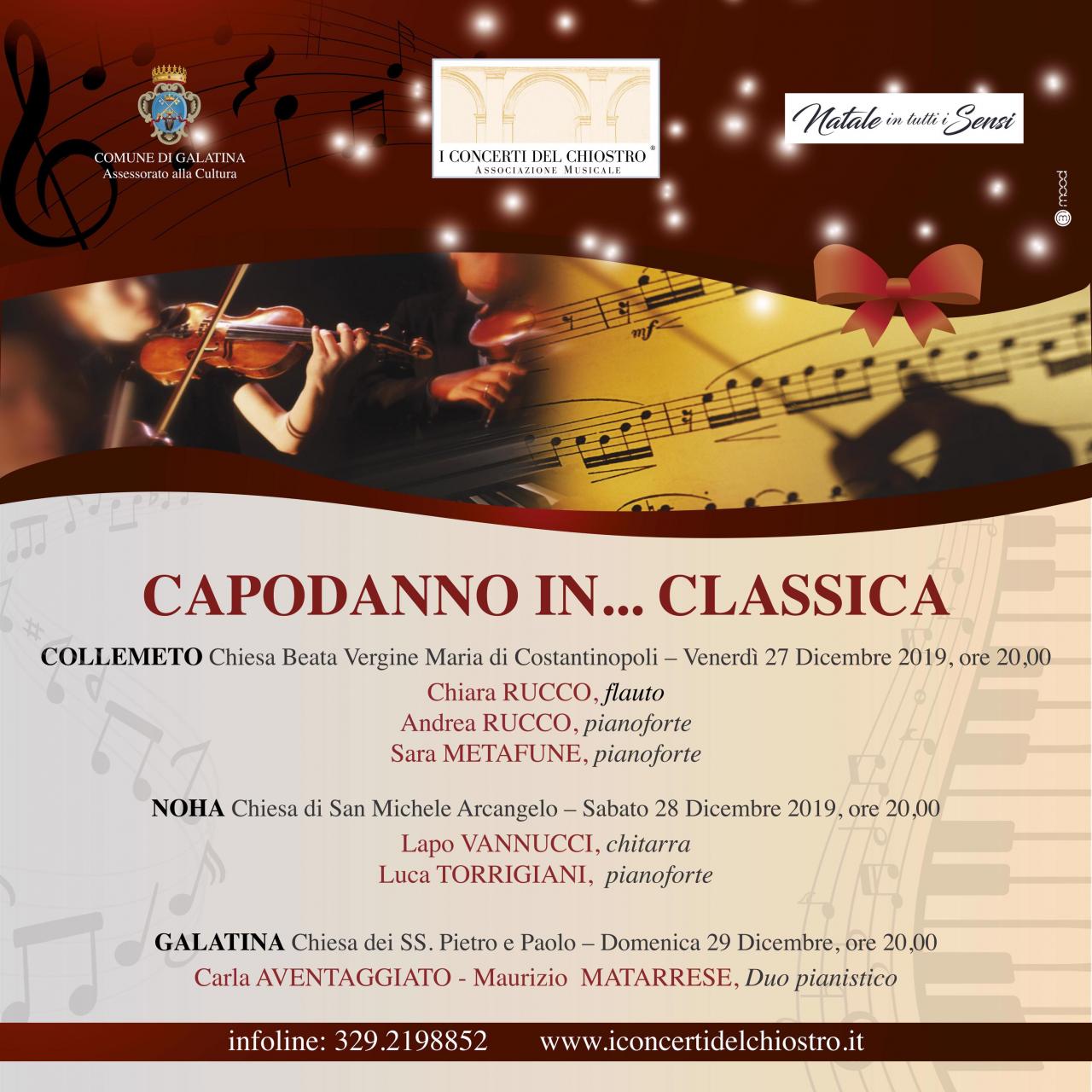 "Capodanno in... classica" a Galatina, Collemeto e Noha