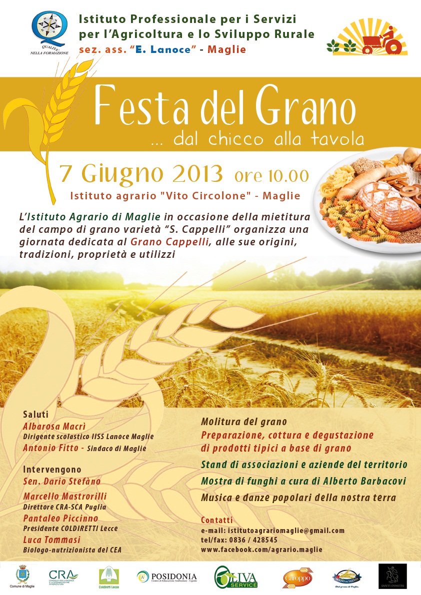La 'Festa del grano Senatore Cappelli' all'Agrario di Maglie La 'Festa del grano Senatore Cappelli' all'Agrario di Maglie