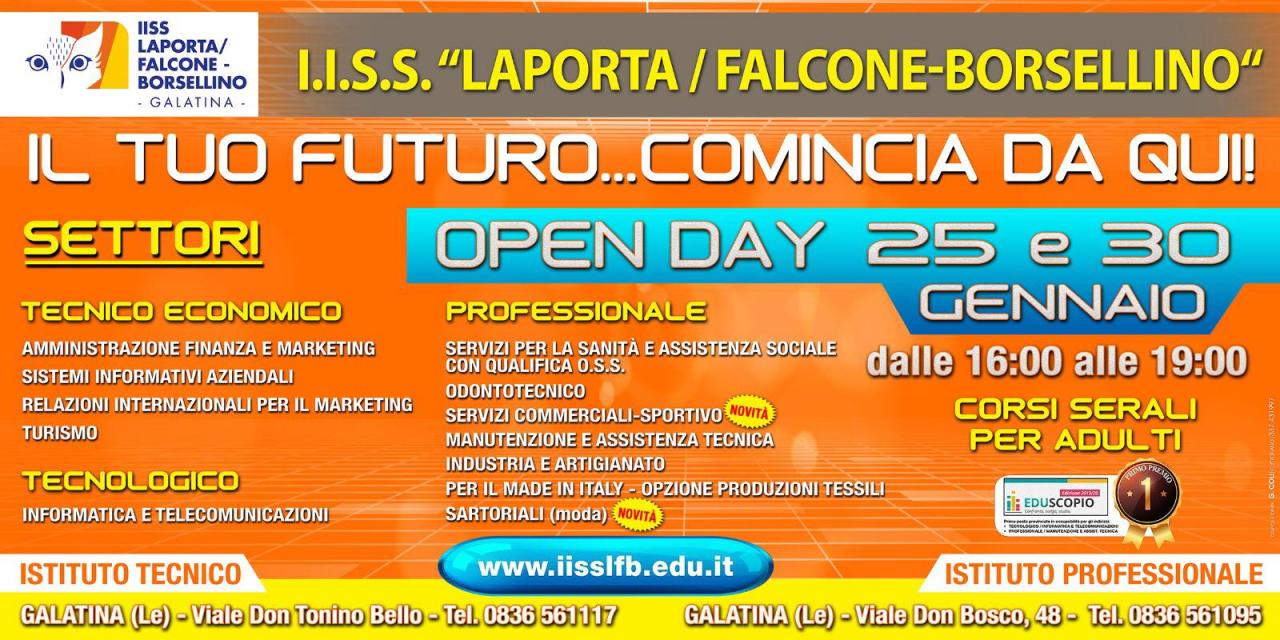 Ancora due open day per scoprire il Laporta/Falcone e Borsellino