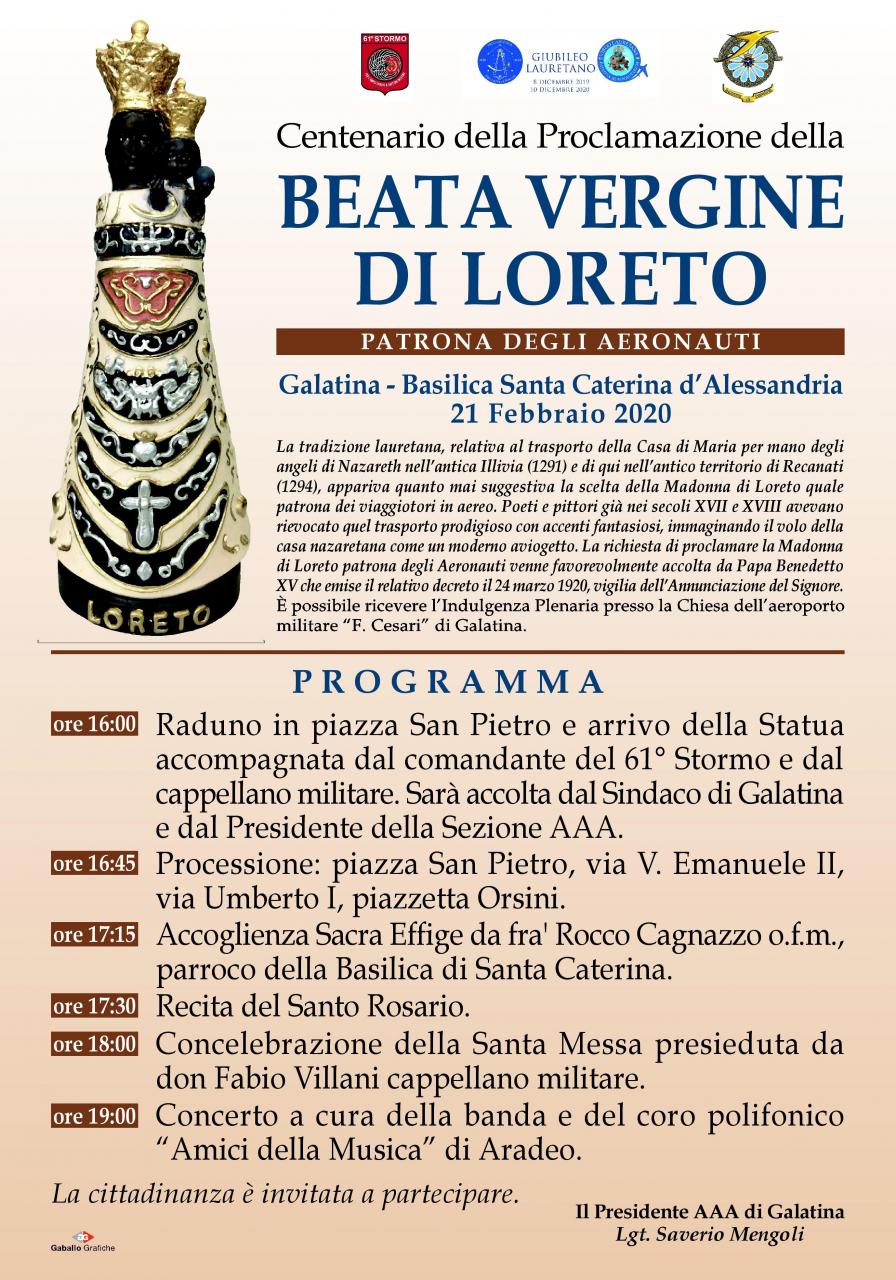 L'Associazione Arma Aeronautica di Galatina si prepara ad accogliere la statua della Madonna di Loreto L'Associazione Arma Aeronautica di Galatina si prepara ad accogliere la statua della Madonna di Loreto