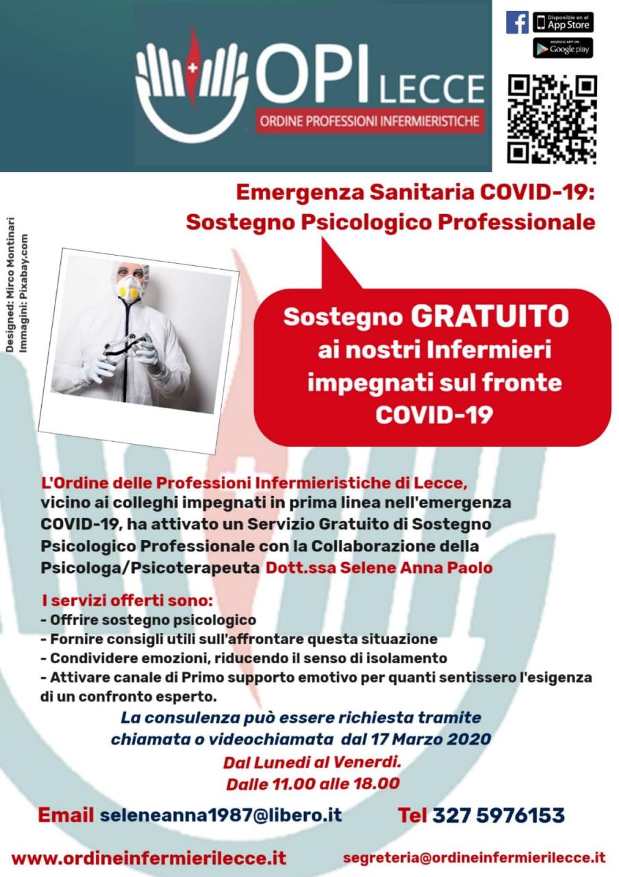 Sostegno psicologico gratuito per gli infermieri Sostegno psicologico gratuito per gli infermieri