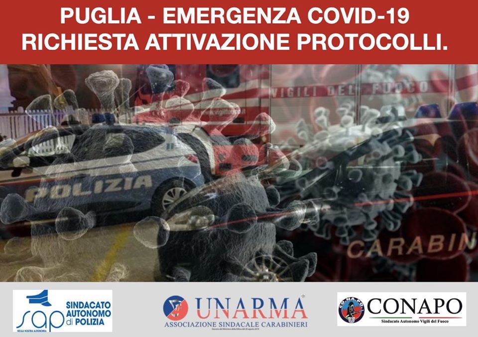 Contagiati fra le forze dell'ordine pugliesi Contagiati fra le forze dell'ordine pugliesi