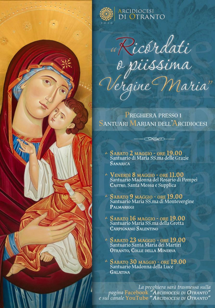 &quot;Ricordati o piissima Vergine Maria&quot;, preghiere dai Santuari Mariani dell'Arcidiocesi di Otranto