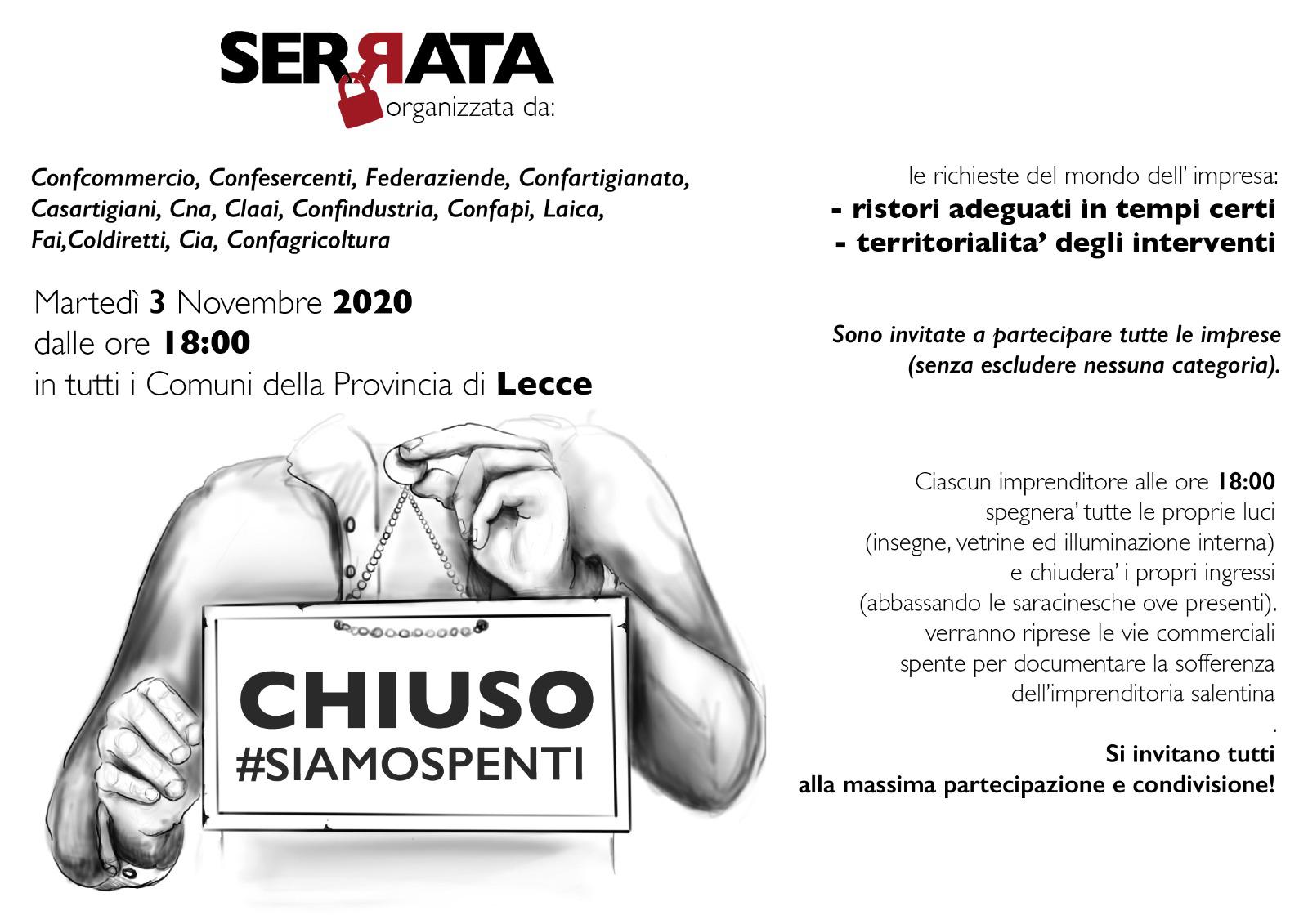 #siamospenti, serrata degli imprenidtori salentini