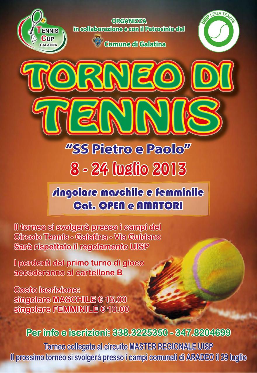 Tennis. Aperte le iscrizioni al torneo "Santi Pietro e Paolo" per amatori Tennis. Aperte le iscrizioni al torneo "Santi Pietro e Paolo" per amatori