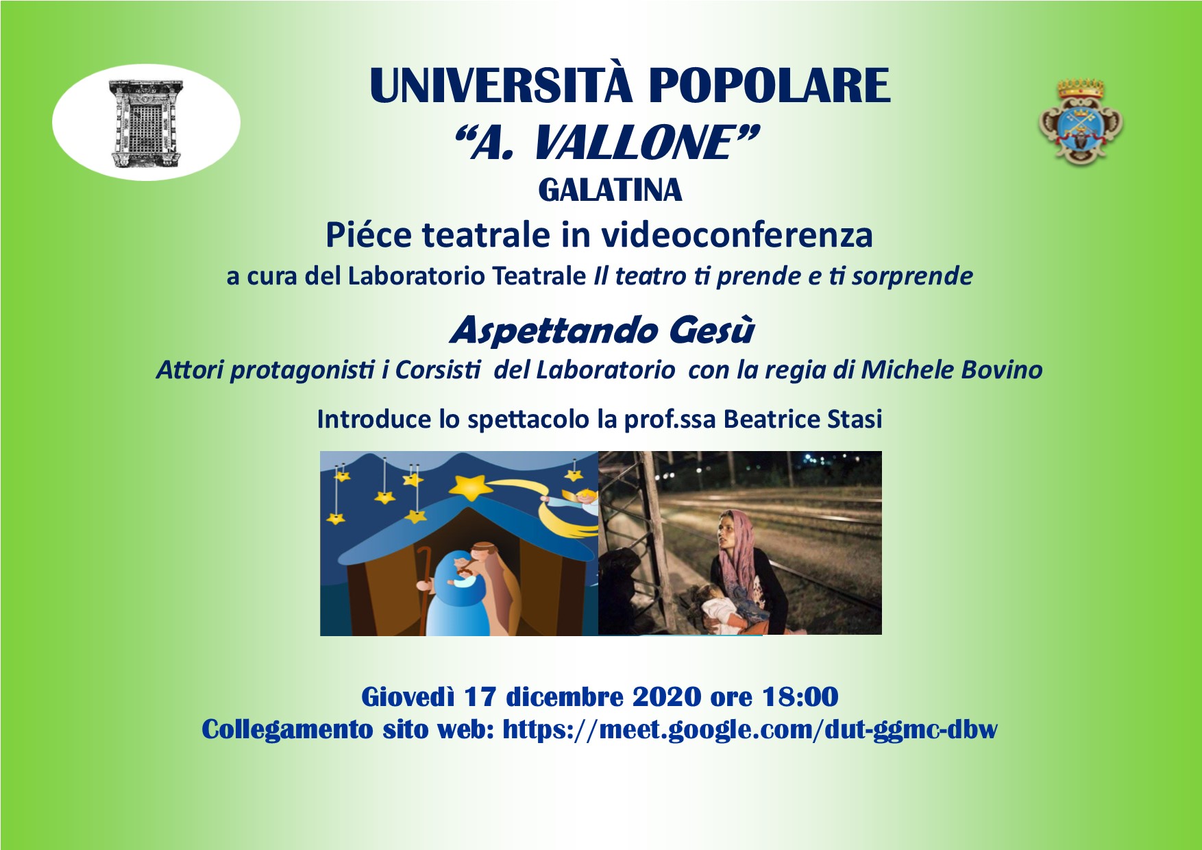 “Aspettando Gesù”, il teatro online dell'Università Popolare di Galatina “Aspettando Gesù”, il teatro online dell'Università Popolare di Galatina
