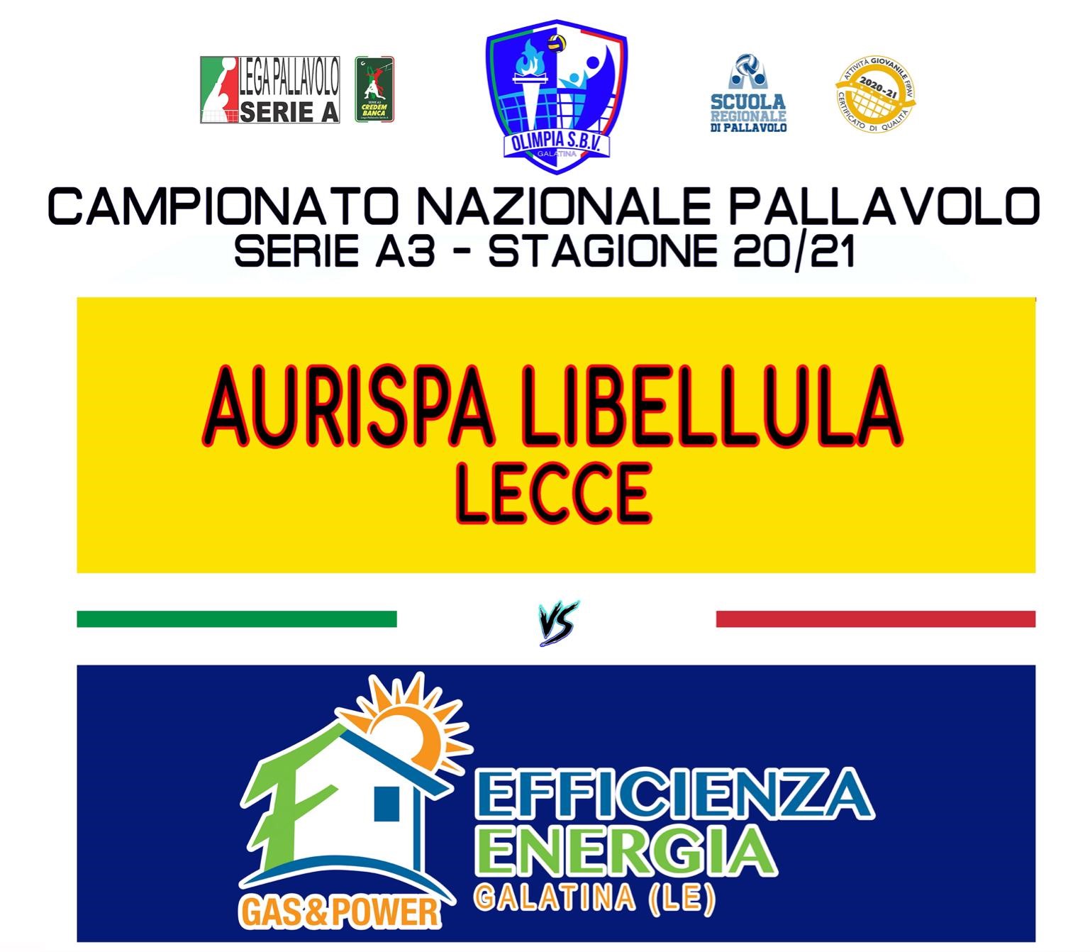 Efficienza Energia Galatina vs Aurispa Libellula Lecce: è derby salentino Efficienza Energia Galatina vs Aurispa Libellula Lecce: è derby salentino