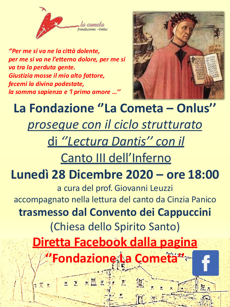 “Lasciate ogne speranza, voi ch'intrate”, Lectura Dantis ai Cappuccini