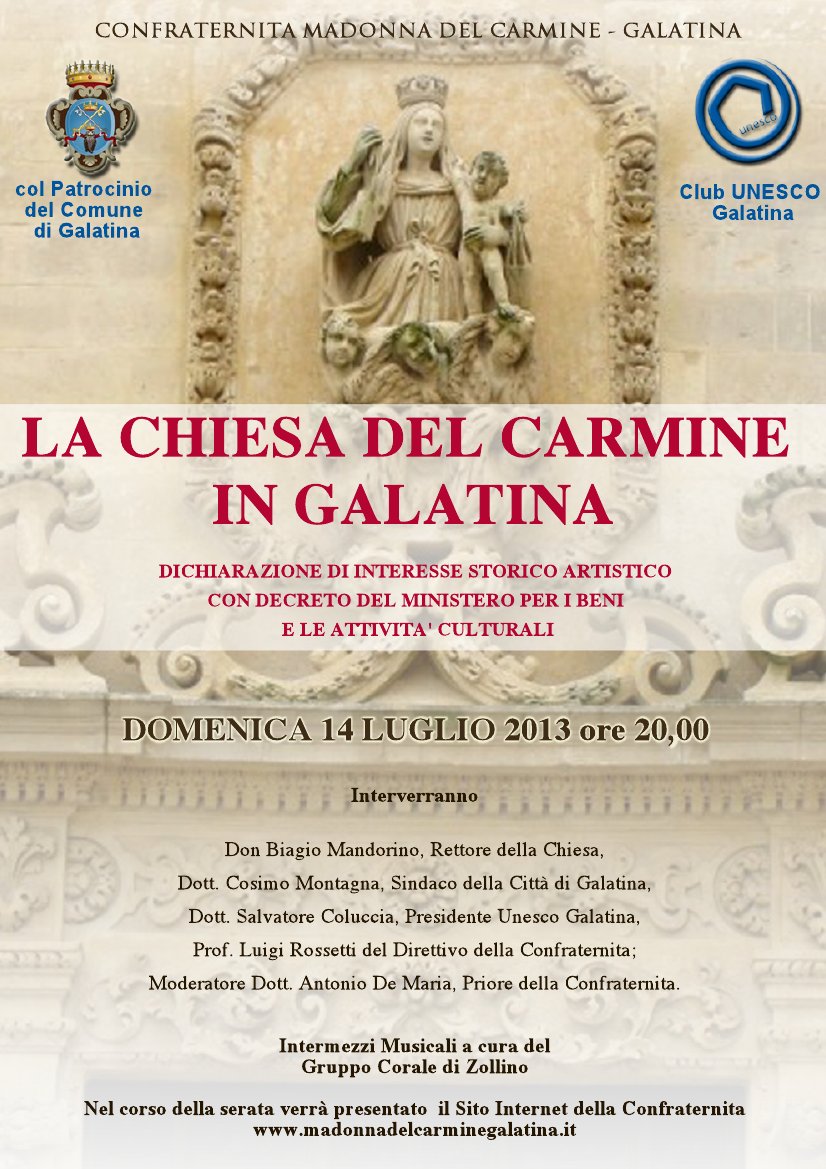La Chiesa del Carmine è un 'Bene Immobile di interesse storico-artistico' La Chiesa del Carmine è un 'Bene Immobile di interesse storico-artistico'