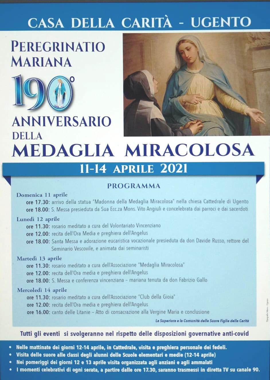 Ad Ugento la “Peregrinatio Mariana” della Medaglia Miracolosa Ad Ugento la “Peregrinatio Mariana” della Medaglia Miracolosa