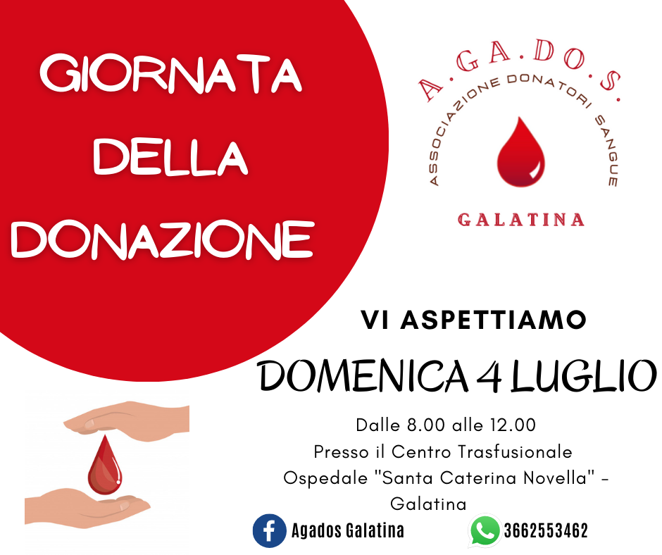 Domenica puoi donare "Una goccia di vita per la vita!" Domenica puoi donare "Una goccia di vita per la vita!"