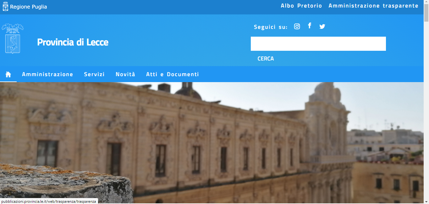 Il nuovo portale della Provincia di Lecce