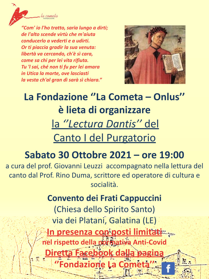 “Lectura Dantis”, il primo canto del Purgatorio nel Convento dei Cappuccini a Galatina