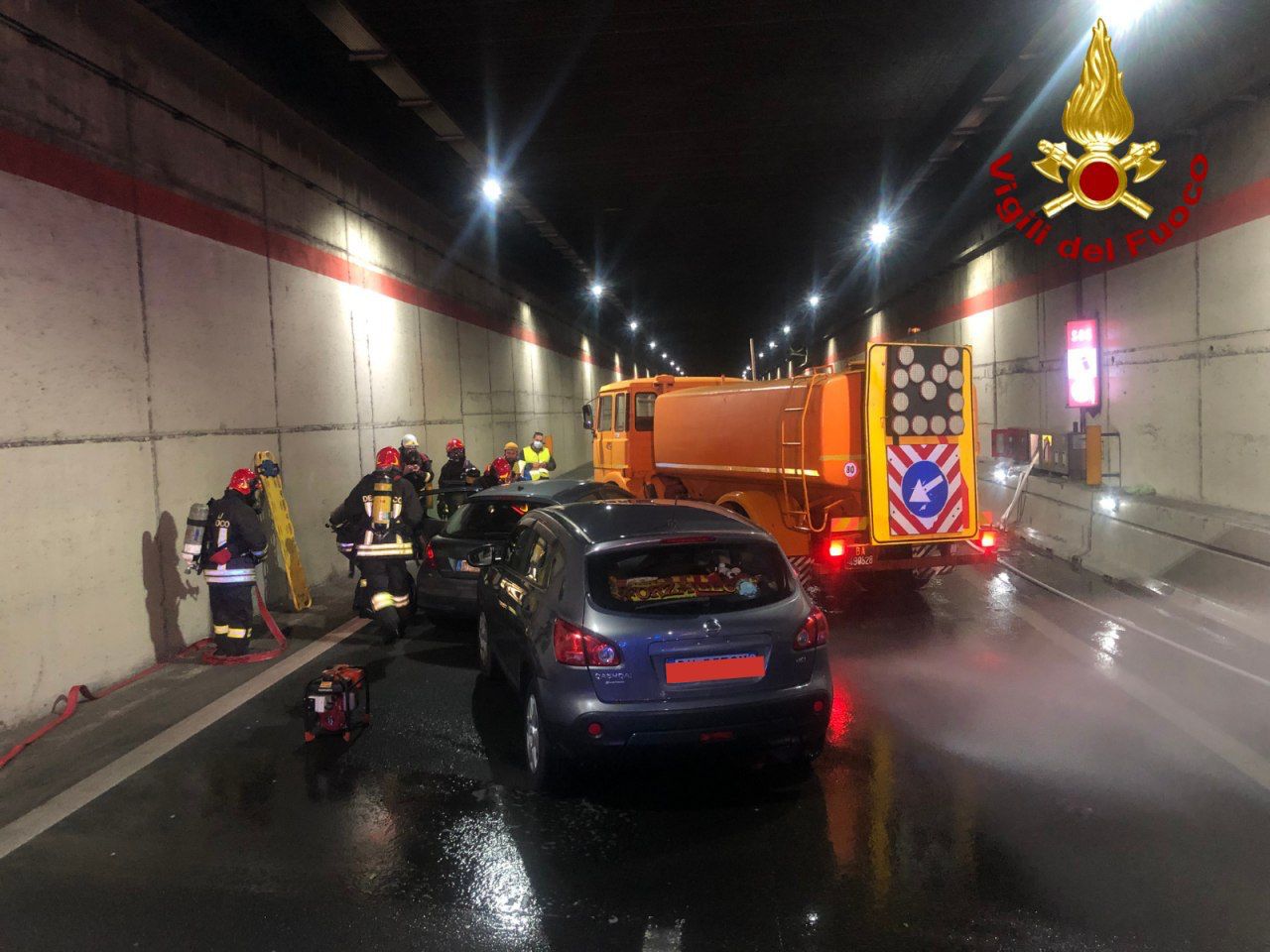 Incidente con fiamme in galleria. Esercitazione riuscita