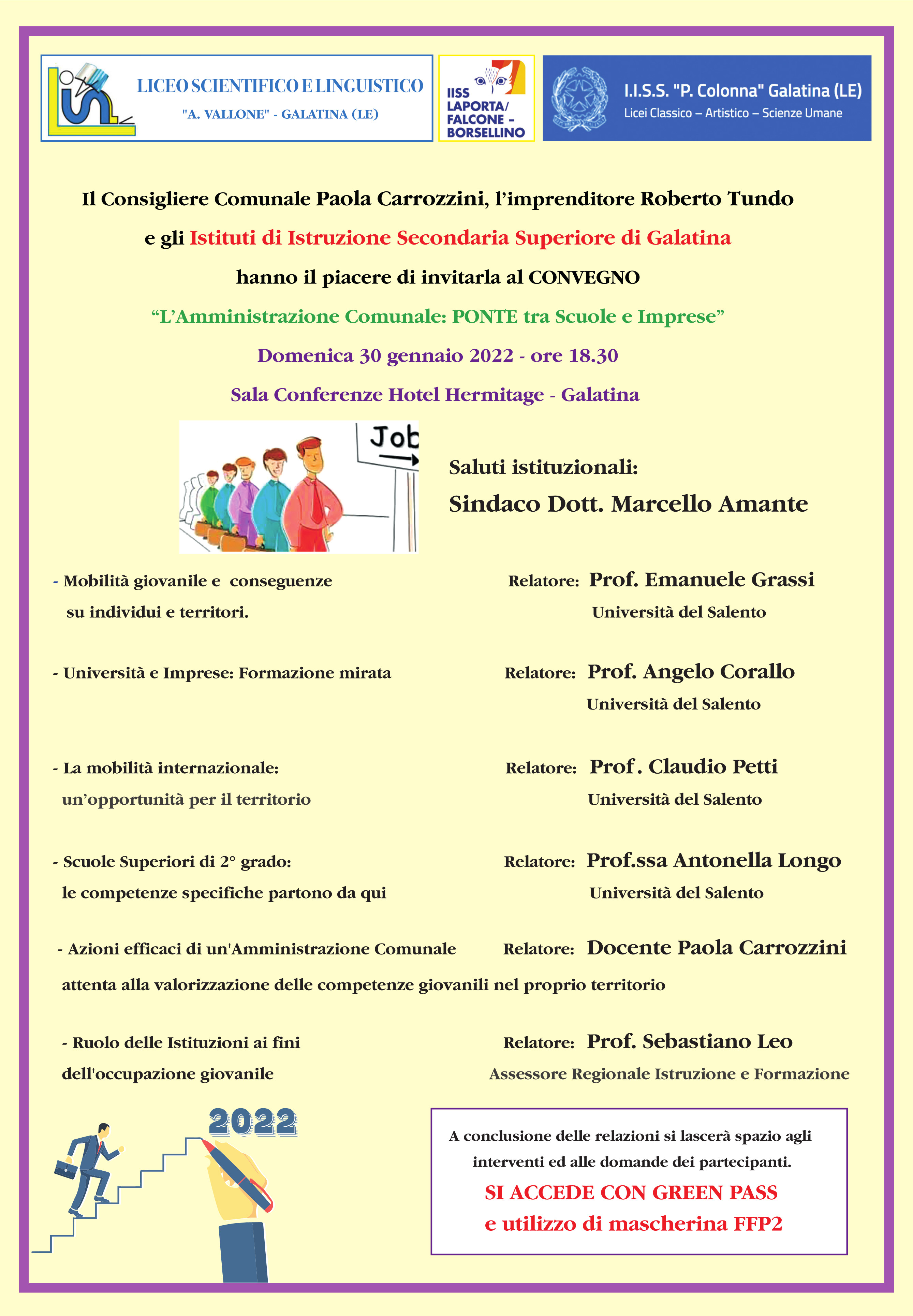 “L’Amministrazione Comunale: Ponte tra Scuole e Imprese” “L’Amministrazione Comunale: Ponte tra Scuole e Imprese”