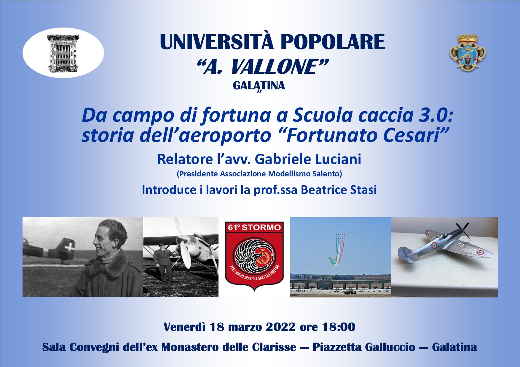 All'Università Popolare la storia dell'Aeroporto di Galatina All'Università Popolare la storia dell'Aeroporto di Galatina