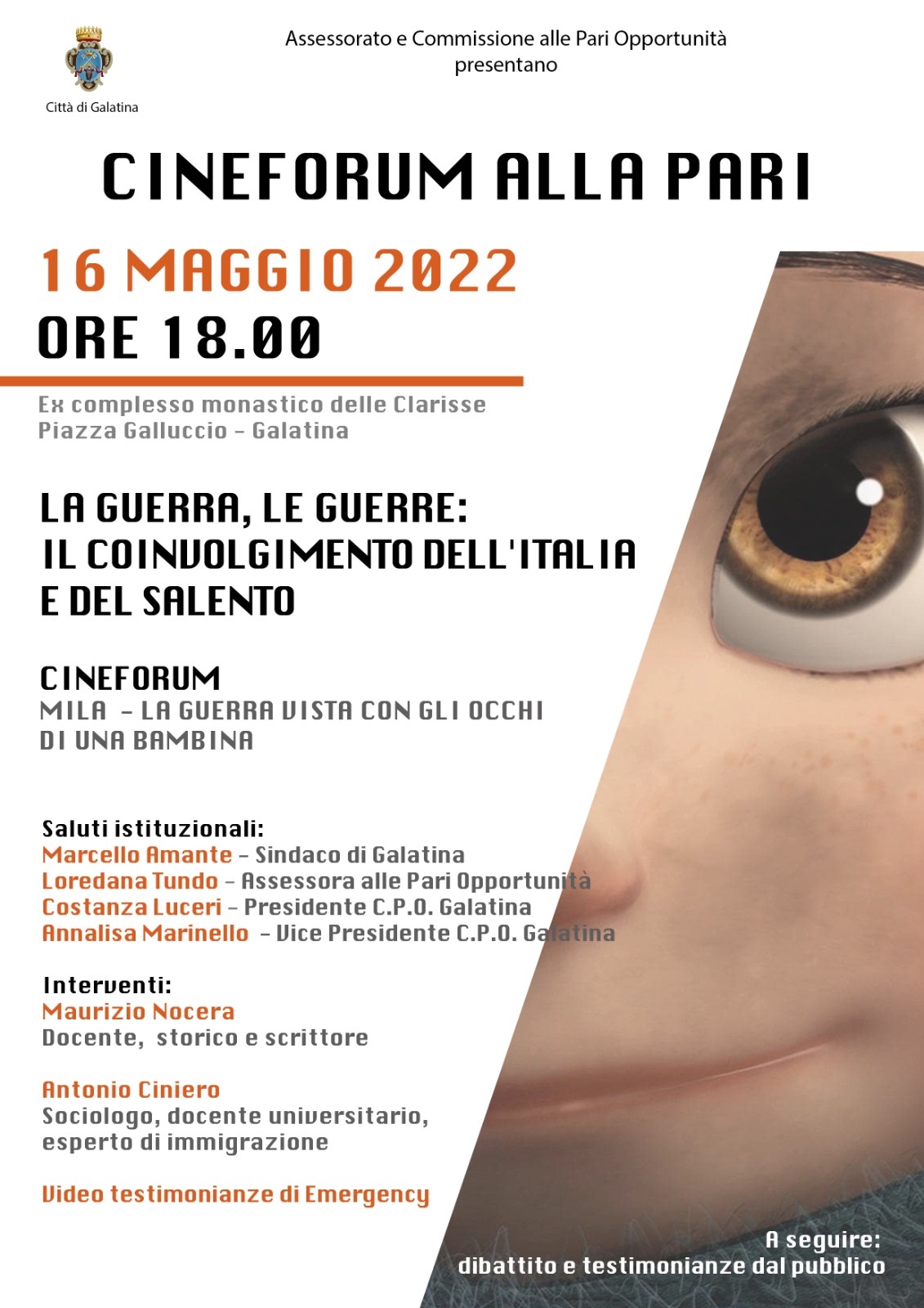 Cineforum alla pari: "Mila- La guerra vista con gli occhi di una bambina" Cineforum alla pari: "Mila- La guerra vista con gli occhi di una bambina"
