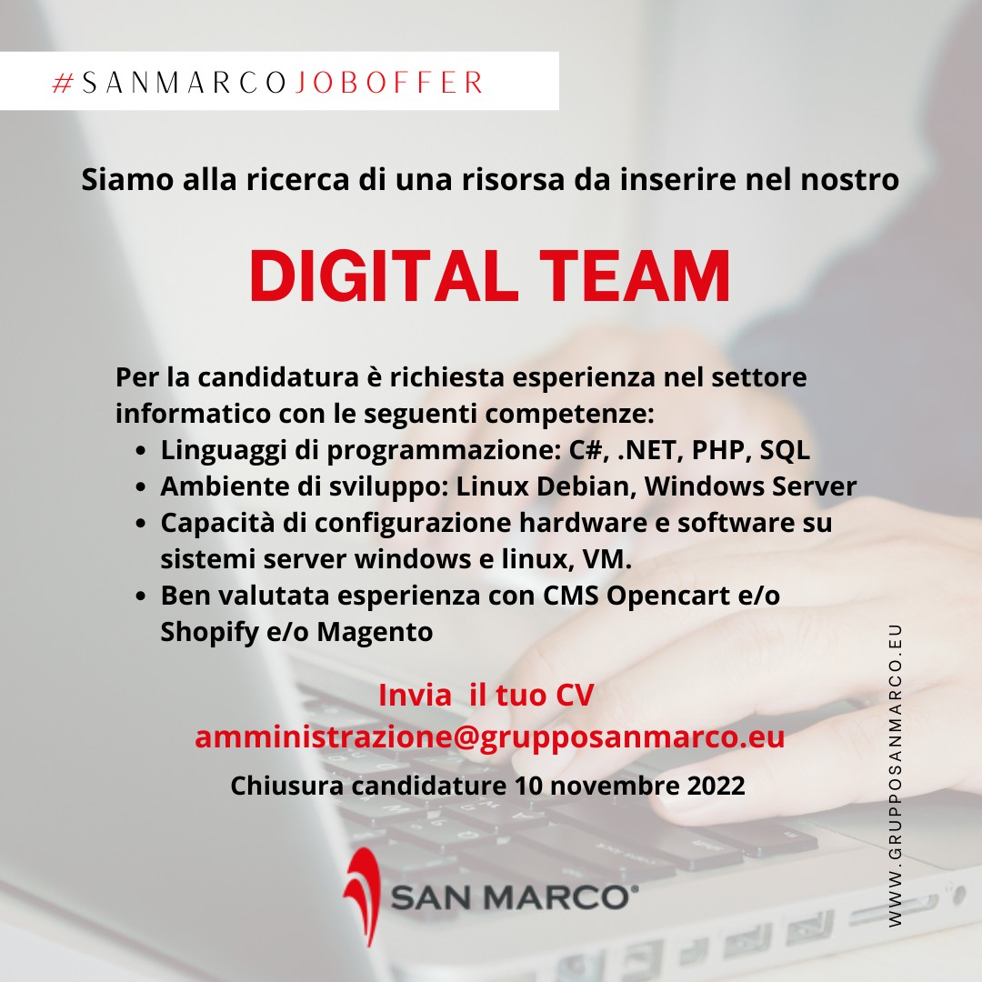 Entrare nel digital team di Gruppo San Marco
